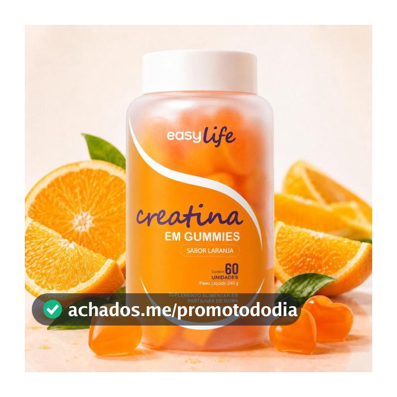 Creatina em Goma Mastigável 60 Unidades Sabor laranja - Easy life - Creatina - Magazine Eieutil