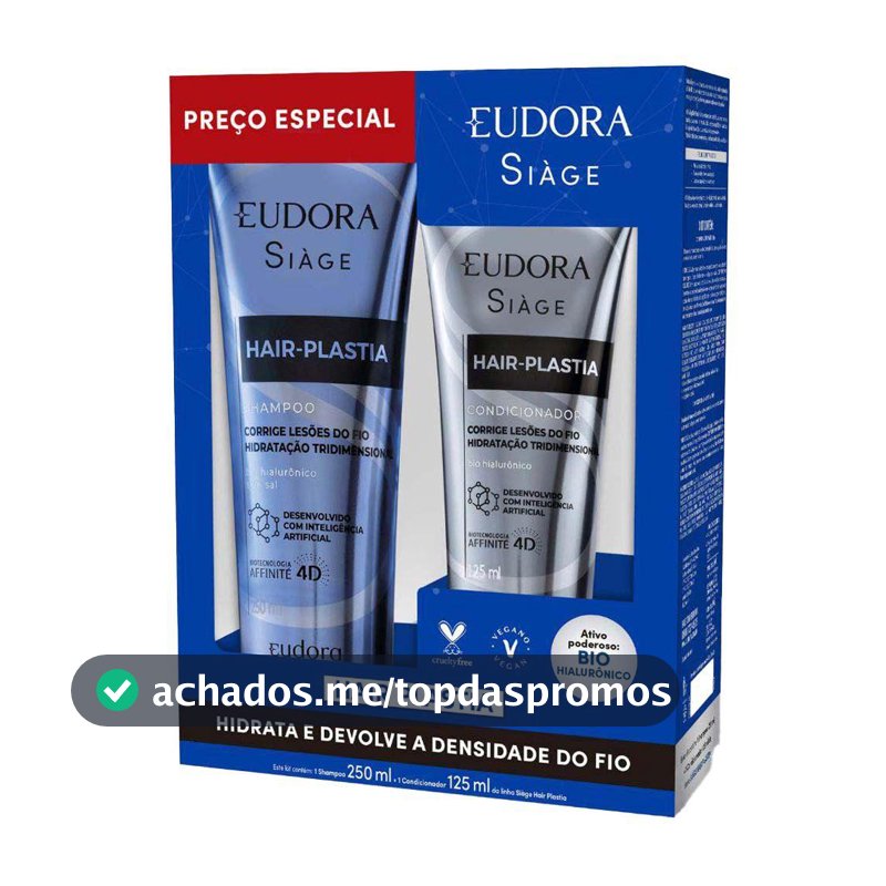 Eudora Siage Hair Plastia Kit Shampoo + Condicionador - Eudora Siàge - Kit Shampoo e Condicionador Profissional