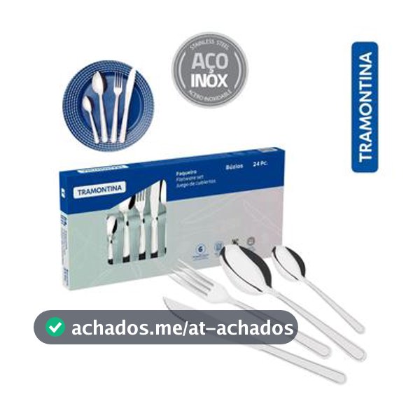 Jogo De Talheres Tramontina Colher Faca Garfo 24 Peças Búzios Inox Tramontina