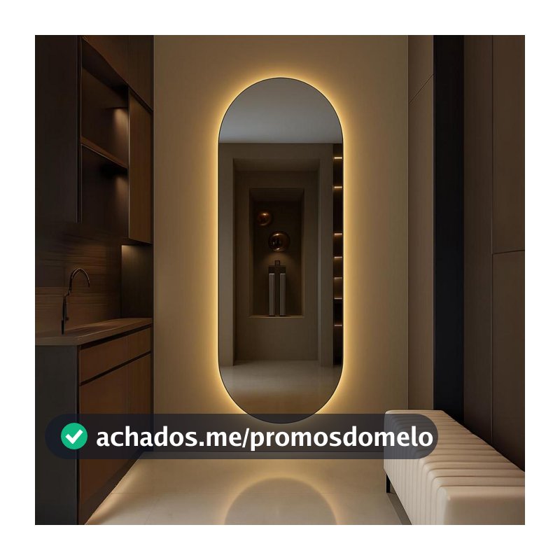 Espelho Lopazzi Oval Grande 150x40 Decoração Corpo Inteiro com LED Luz fria e Luz quente