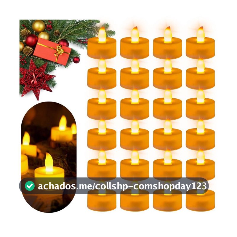 Kit Conjunto De 24 Mini Vela Led Chama Enfeite De Natal - MULTIART - Velas Decorativas - Magazine In_2936609