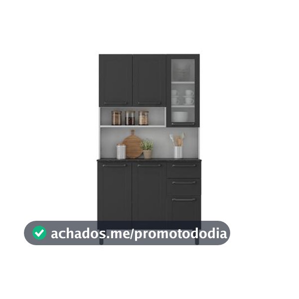 Armário de Cozinha Compacta Itatiaia Florença Aço Porta de Vidro 6 Portas 2 Gavetas
