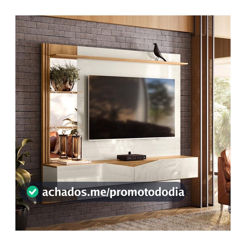 Painel para TV até 60'' Freijó Com Off White Perolizado Vegas Intense - Movelove