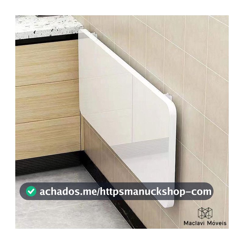 Mesa Retratil dobravel Borda Redonda 100cm x 50cm de parede cozinha americana suporta 50kg