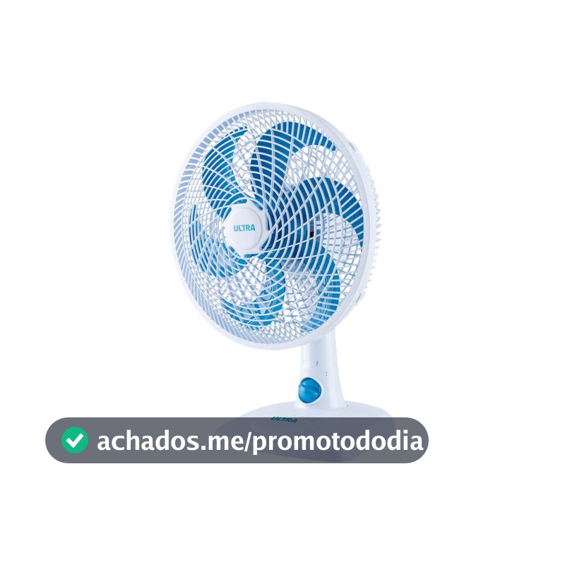 Ventilador de Mesa Ultra V-UT-30-01 30cm 6 Pás 3 Velocidades Branco e Azul