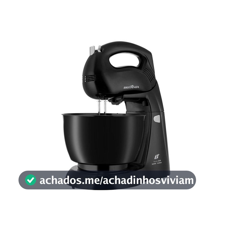 Batedeira Britânia Preta 500W 4 Velocidades 4,3L Pérola 550