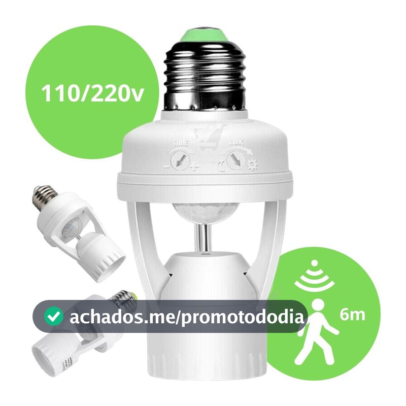 Iluminação Inteligente com o Sensor de Presença Lâmpada Fotocélula Soquete E27 - VLPECOM - Soquete Inteligente - Magazine Sacafarelli