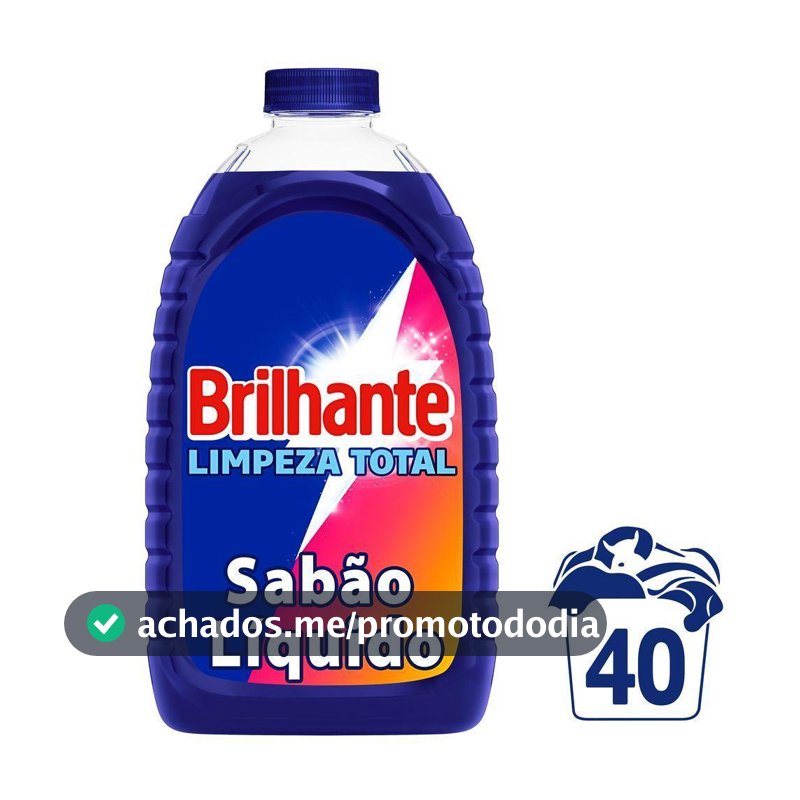 Sabão Líquido Brilhante Roupas Brancas e Coloridas Limpeza Total 3L