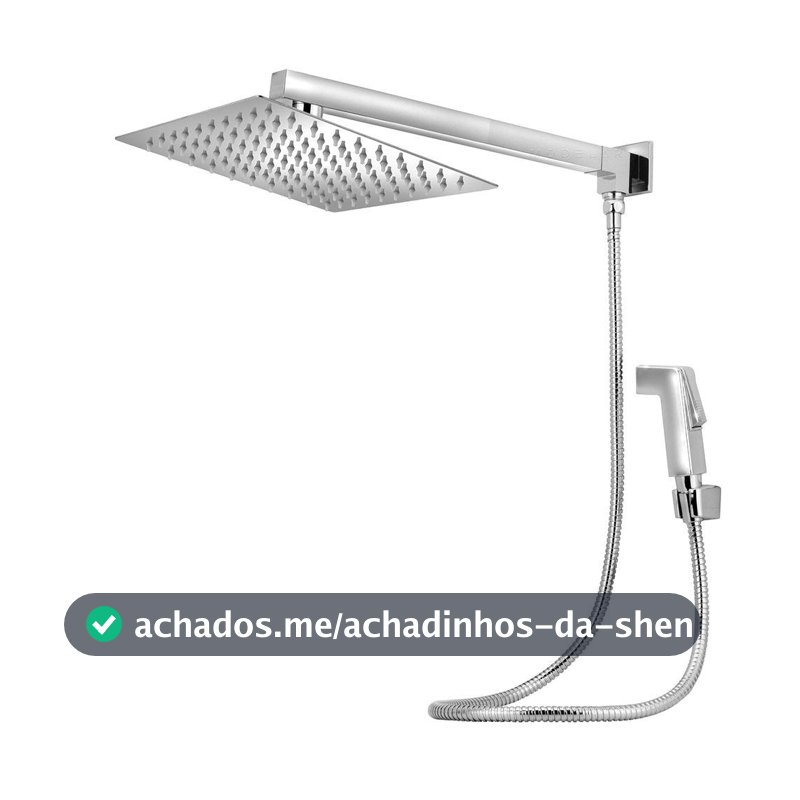 Chuveiro Ducha Quadrada 20x20 Slim Inox Completo com Desviador