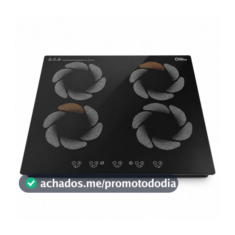 Fogão Cooktop 4 Bocas Indução Embutir 7200W Turbo Touch Sou Energy Preto 220V