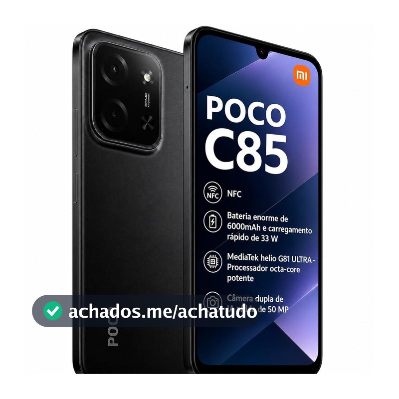 Xiaomi POCO C85 NFC 120Hz 256GB 16GB Ramboost Câmera 50MP Tela 6.88 120Hz NFC Smartphone Custo benefício Celular melhor que Poco C75 - Poco C85 - Magazine In_2936609