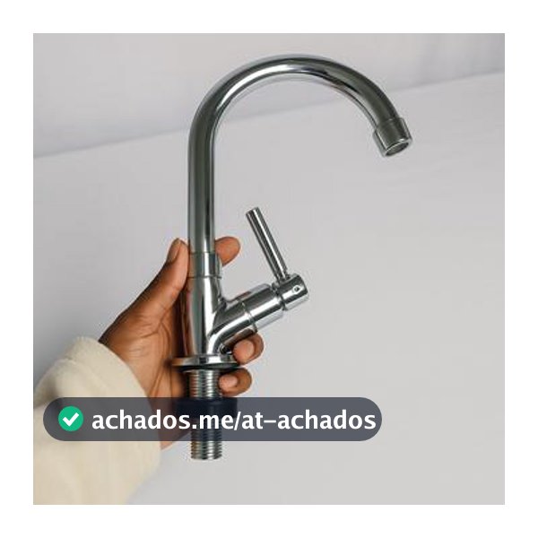 Torneira De Mesa ABS Branca Para Cozinha com Bica Alta E Acionamento 1/4 De Volta