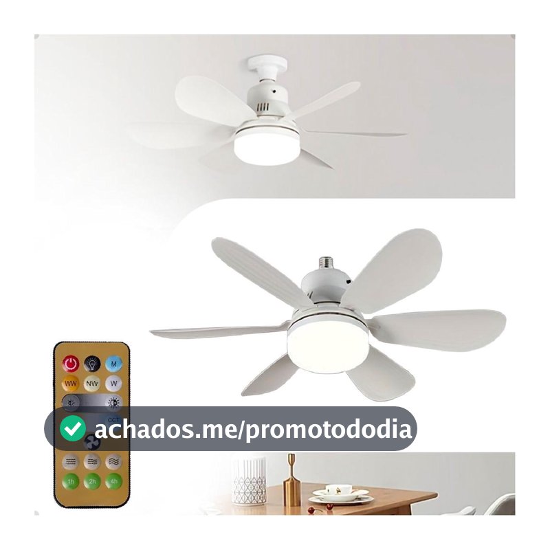 Ventilador Luminária De Teto Com Controle Remoto 110v/220v Led Branco Premium - HOME GOODS/SHALOM BR - Mini Ventilador - Magazine Eieutil