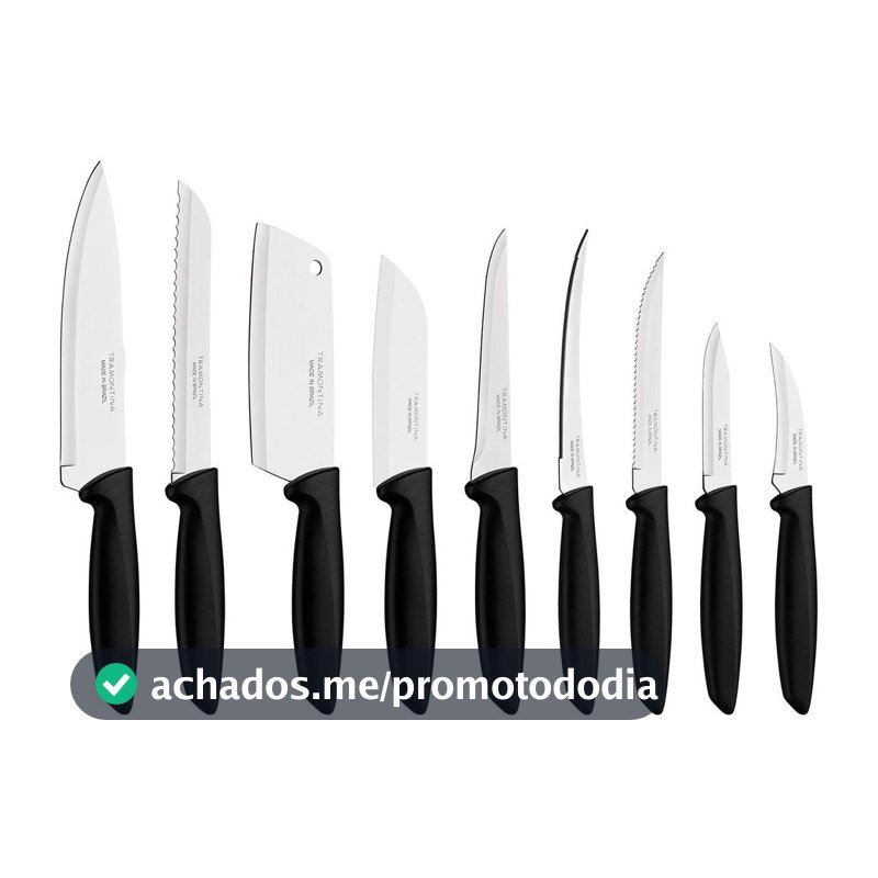 Jogo De Facas 9 facas Plenus Sortidos Laminas de Aço Inox