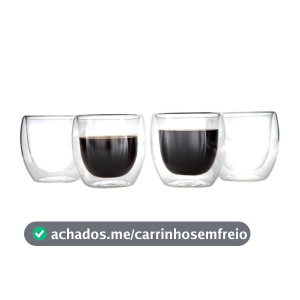 Jogo de Copos de Vidro de Café Parede Dupla 80ml 4 Peças Haus Concept Inspire