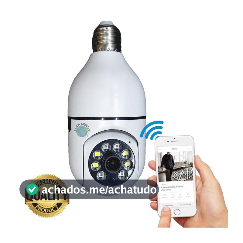 Camera Segurança Panoramica Lampada E27 Wifi Espia Com Rastreio de Movimento