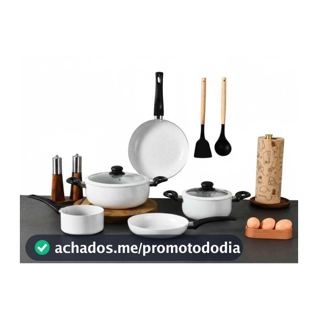 Kit de Panelas 11 Peças Antiaderente Cozinha Frigideira Leiteira Caçarola Moderna