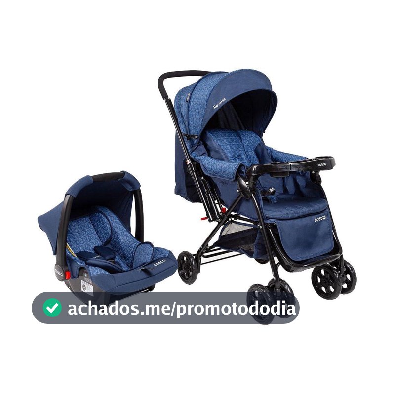 Carrinho de Bebê Alça Reversível com Bebê Conforto Cosco Kids