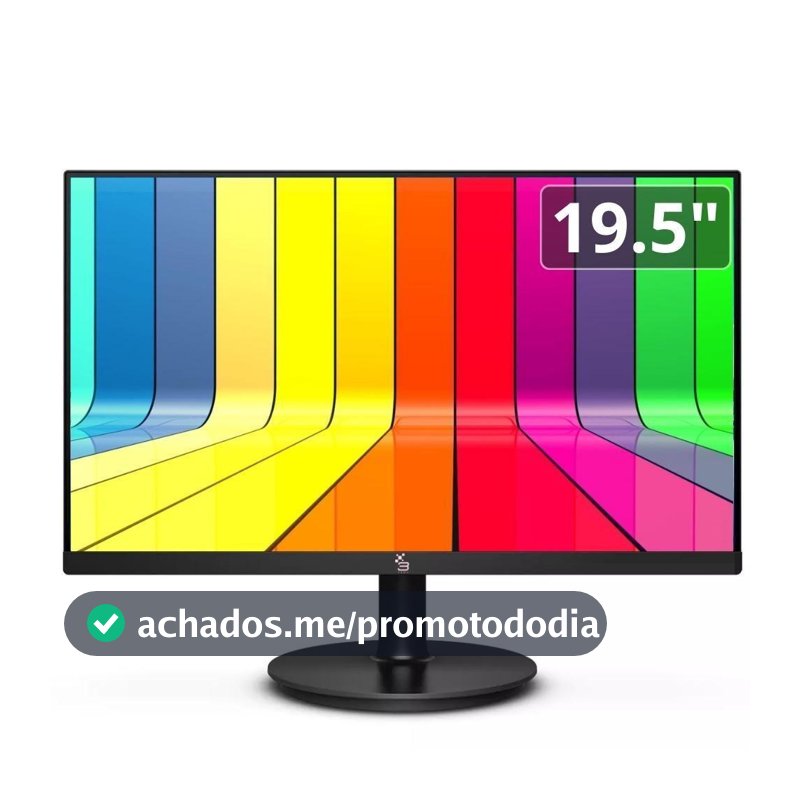 Monitor 19.5" LED, Widescreen, 75Hz, 2ms, HD, HDMI, VGA, VESA, Ajuste de inclinação - 3green M195WHD - Monitor para PC