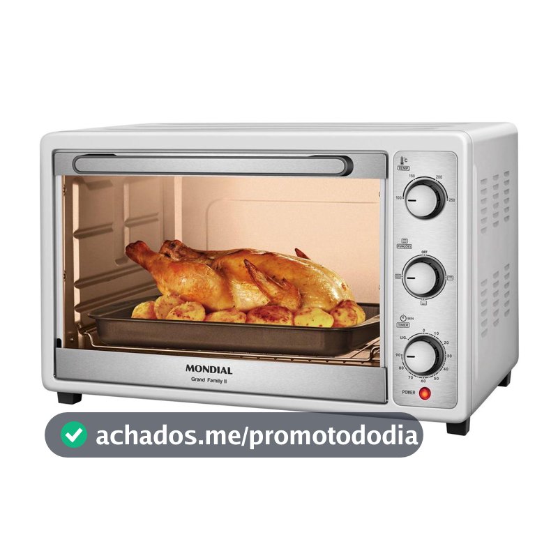 Forno Elétrico de Bancada Mondial Multifuncional 52L Branco e Prata Grand Family II FRN-52-W