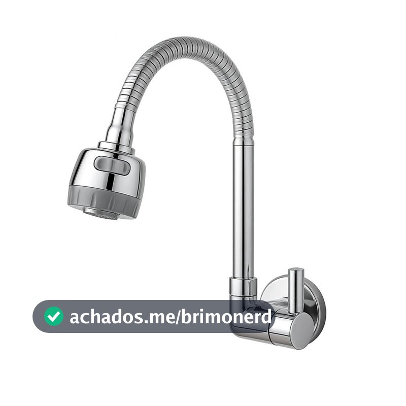 Torneira Gourmet Flexível Cromada com Alavanca e Bica Articulada para Cozinha