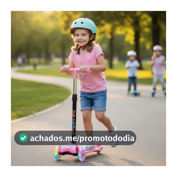 Patinete 03 Rodas Ajustável Meninos e Meninas Luz de Led com Freio - Brinq Kids - Patinete Infantil 3 Rodas - Magazine Eieutil
