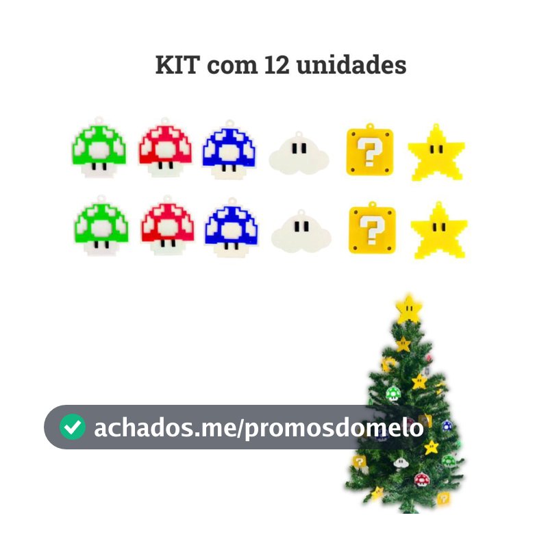 Kit C/ 12 Enfeites De Natal Mario Arvore Geek Envio Imediato - Super 3D - Enfeites para Árvore de Natal - Magazine In_2936609