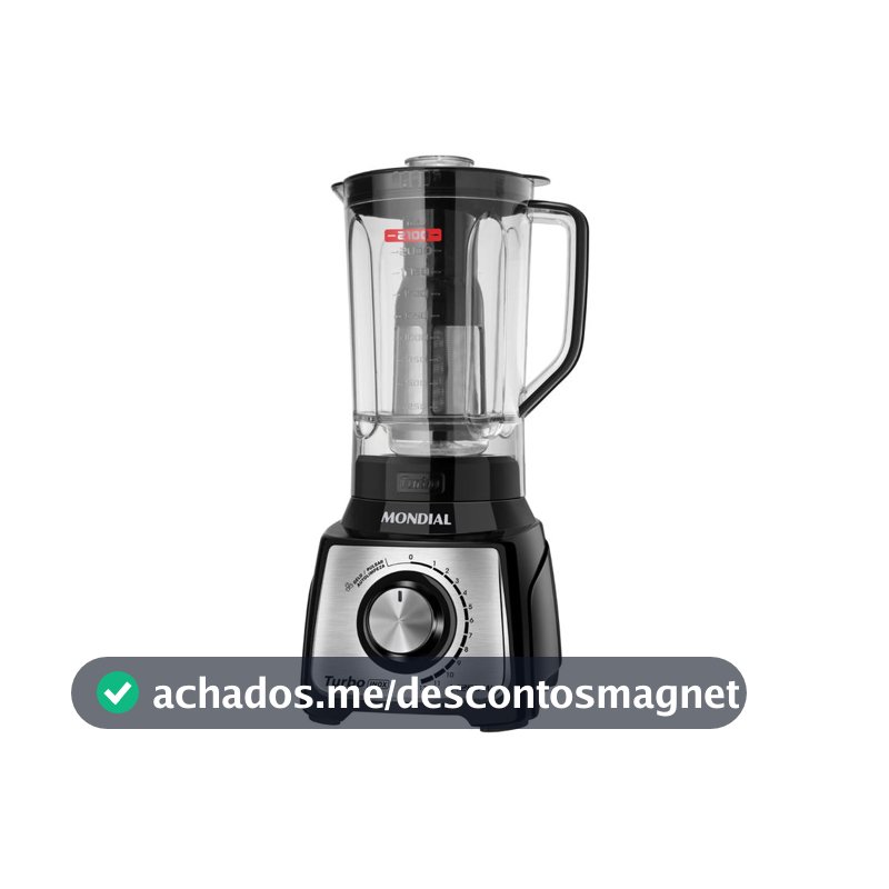 Liquidificador Mondial Turbo L-1200 BI com Filtro 12 Velocidades 1200W Inox Preto - Liquidificador