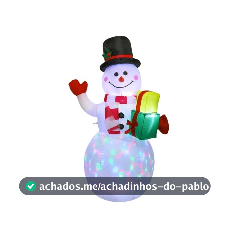Grande Boneco De Neve Inflável De Natal De 7FT Com Luz LED Para Decoração De Jardim Externo, Pacote - NONE - Boneco de Neve - Magazine In_2936609