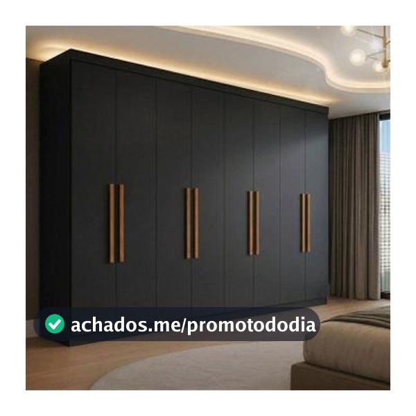 Guarda Roupa Casal 8 Portas 4 Gavetas Paris Espresso Móveis Preto