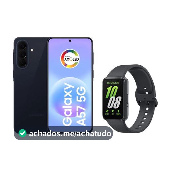Smartphone Samsung Galaxy A57 128GB Azul Escuro - 5G + Smartband Samsung Galaxy Fit3 Grafite - Galaxy A57