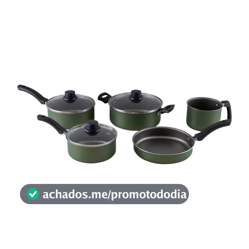 Jogo de Panelas Eirilar de Alumínio Verde 5 Peças Esmeralda