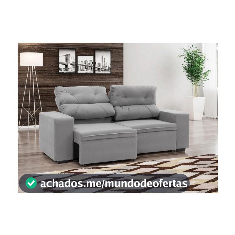 Sofá Retrátil Reclinável 3 Lugares Suede