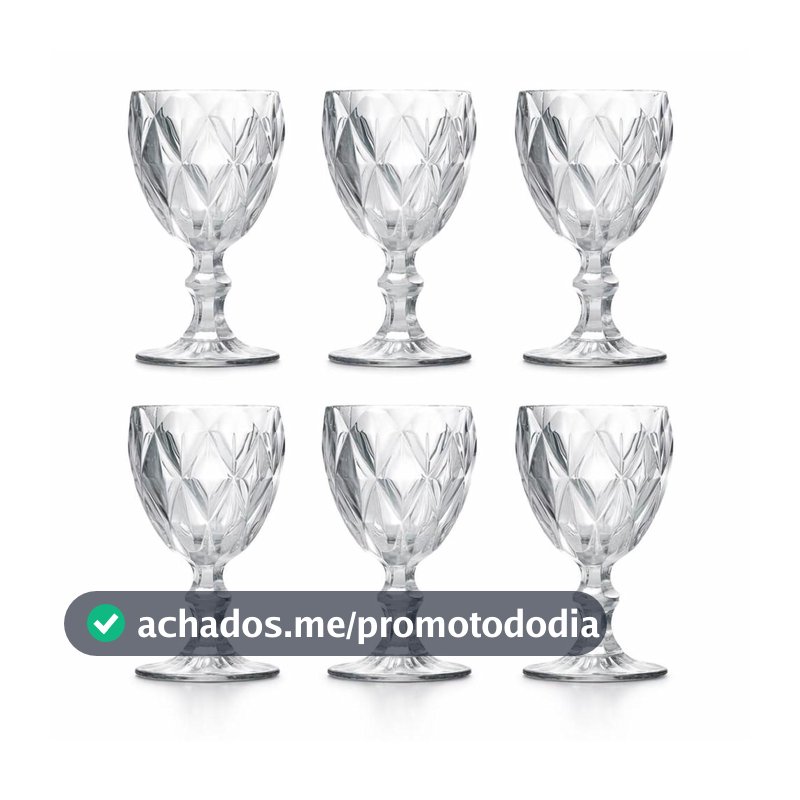 Jogo Taças Transparentes 6 Unidades Cristal Suco Agua Vidro Transparência Impecável - Mega Prime - Taças - Magazine Eieutil