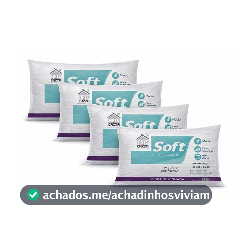 Travesseiro Soft Antialergico Fibra Siliconada Kit 4 Und