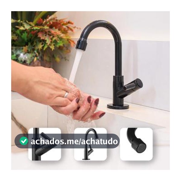 Torneira de Banheiro Preta de Bancada em ABS para Cuba Pia Lavatório Lavabo Black Matte