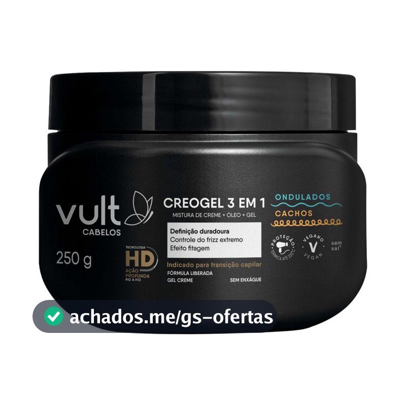 Creme Finalizador de Cabelo Vult Cabelos Creogel 3 em 1 250g