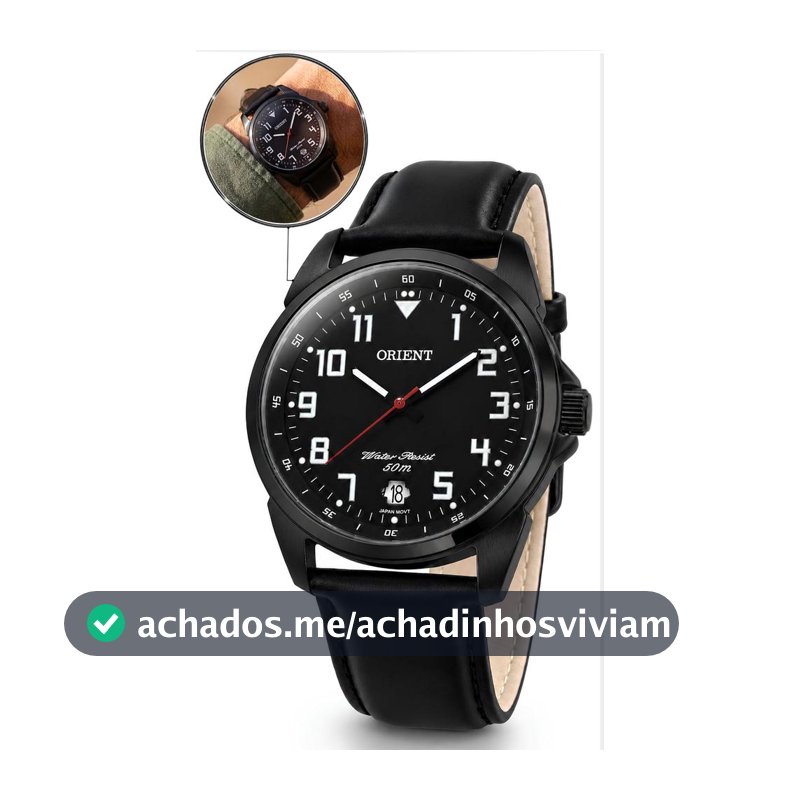 Relógio Orient Masculino Original Analógico Esportivo Preto Couro Legítimo Calendário DÁgua 50M - Relógio Masculino - Magazine Acahadosdanaty
