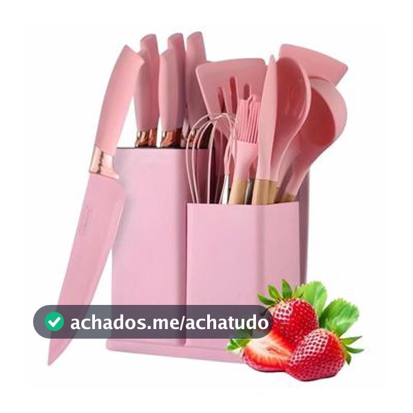 Jogo Kit Com 12 Peças Utensílios De Cozinha Colheres Espatulas Pegador Silicone Copo Suporte - Prime - Conjunto de Utensílios - Magazine Ratadosachados