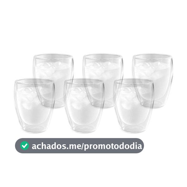Jogo de Copos de Vidro para Cappuccino 350ml 6 Peças Haus Concept Inspire - Copo de Água / Suco