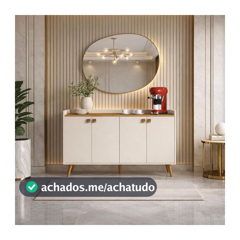 Armario Aparador Buffet Cantinho do Café Lis 4 Portas Cores Cor:Preto / Freijó