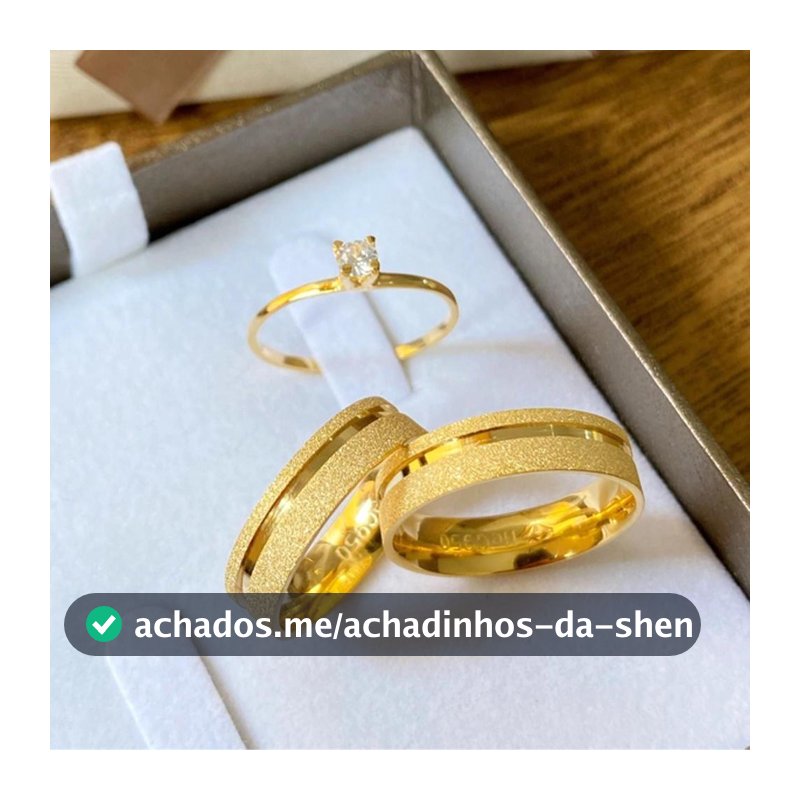 Par de Alianças Santana - 6 mm - Casamento - Tungstênio - Banhadas a Ouro 18 K - Diamantadas - Aliança - Magazine Axadinhos99