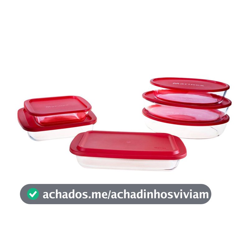 Conjunto de Assadeiras de Vidro Marinex 6 Peças