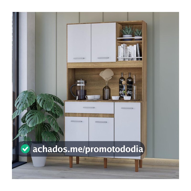 Cozinha Completa Compacta Armário Multiuso com Gaveta Organizadora 5 Portas Móveis Bonatto