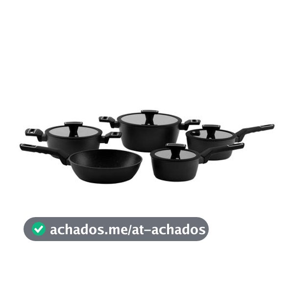 Jogo de Panelas Brinox Revestimento Cerâmico Preto 5 Peças Carbon Ceramic Life - Jogo de Panelas