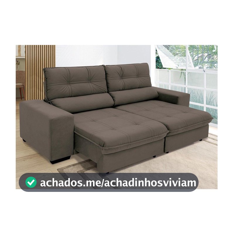 Sofá Retrátil Reclinável 3 Lugares Suede Brunello Linoforte