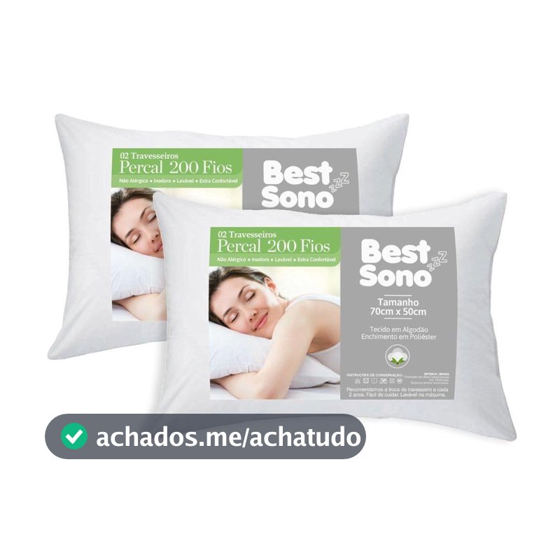 Kit 2 Travesseiros Best Sono - Fibra Siliconada - Beaf - Travesseiro Comum - Magazine Vistore