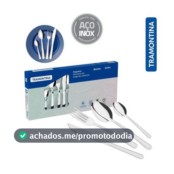 Jogo De Talheres Tramontina Colher Faca Garfo 24 Peças Búzios Inox Tramontina