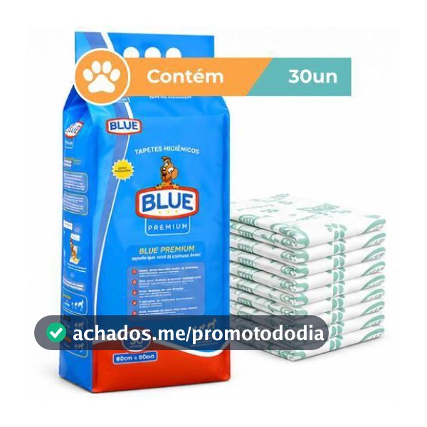 Tapete Higiênico Blue Premium Cães 80x60cm 30 Unidades