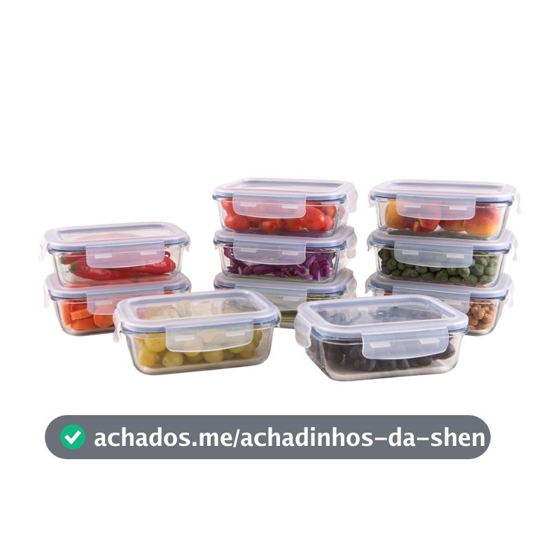 Jogo de Potes de Vidro Brinox com Tampa Retangular Lock &amp; Stock 640ml 10 Peças
